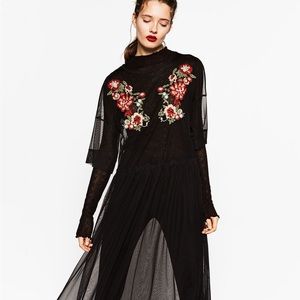 Sheer embroidered black dress
